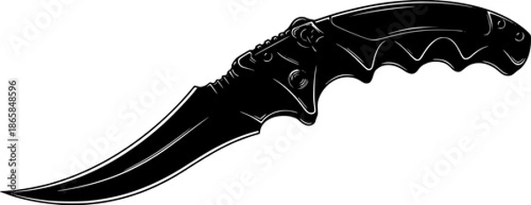 Obraz Tactical Knife Blade Silhouette Vector Icon