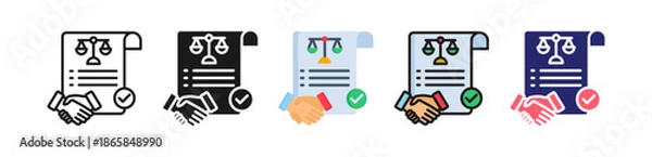 Obraz Contract Law Multiple Style Icon Set Collection. 