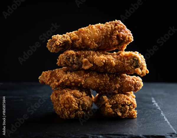 Obraz fried chicken in black background