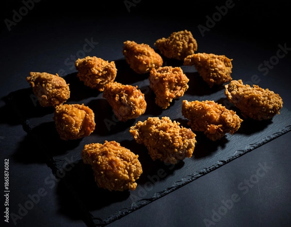Obraz fried chicken in black background