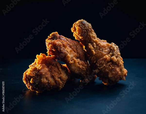 Obraz fried chicken in black background