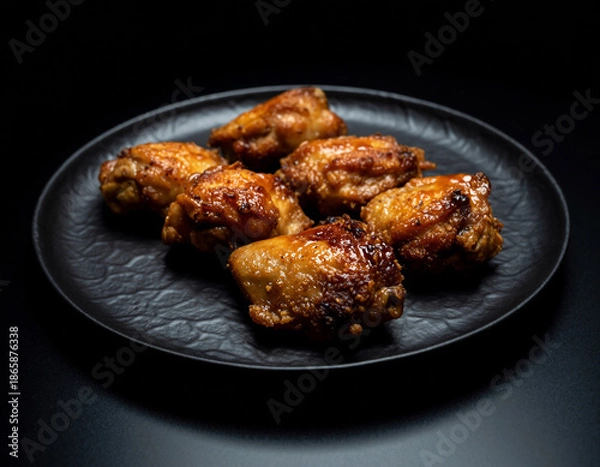 Obraz fried chicken in black background