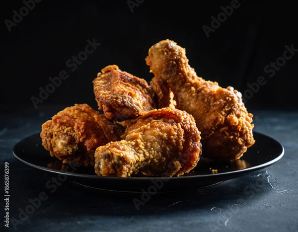 Obraz fried chicken in black background