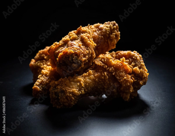 Obraz fried chicken in black background