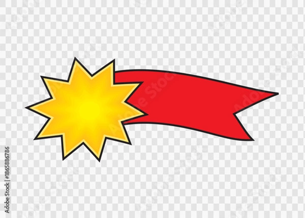 Obraz red star label with ribbon