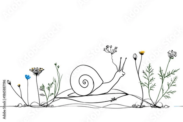 Obraz Whimsical Snail Surrounded by Nature