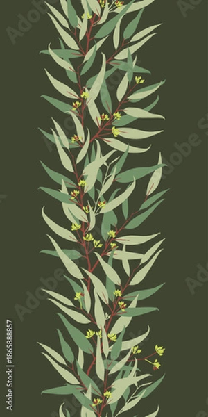 Fototapeta Eucalyptus vertical seamless border vector