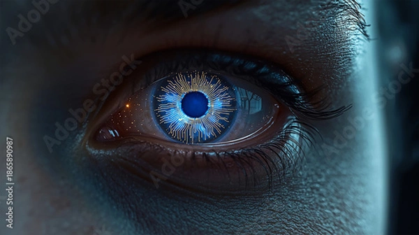 Fototapeta Artificial Intelligence Circuits Inside the Human Eye