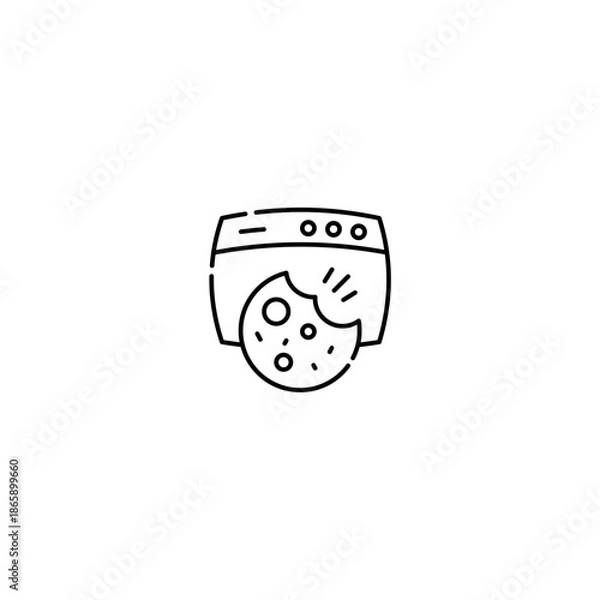 Obraz Browser cookie icon, browser data security policy Symbol Outline icon Transparent background Editable Stroke