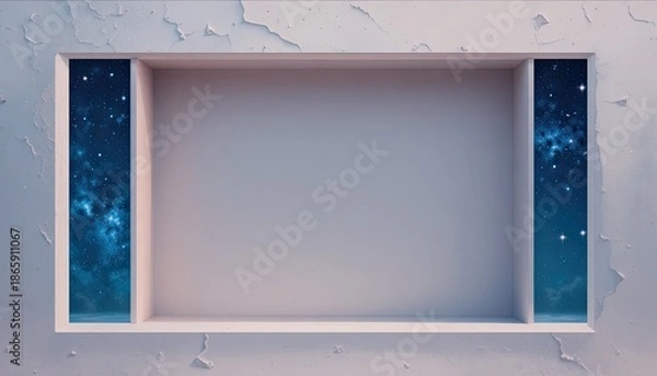 Obraz Modern rectangular window with starry night sky view