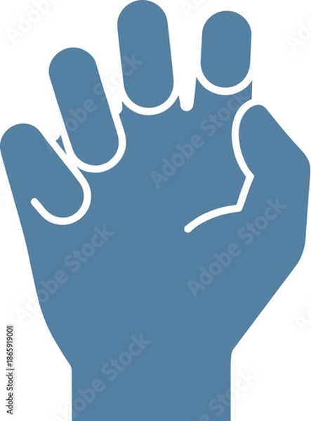 Obraz Simple Solid Hand Raised Up Three Fingers Sign Icon
