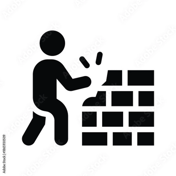 Fototapeta break the wall solid icon illustration vector graphic.eps