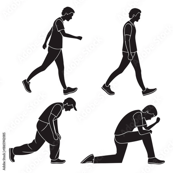 Fototapeta Exercise silhouettes