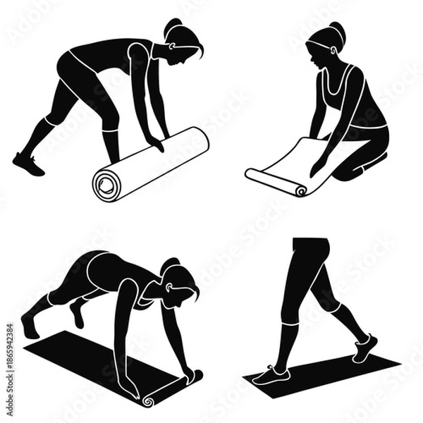 Obraz Yoga exercise silhouettes