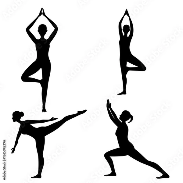 Obraz Yoga poses silhouettes