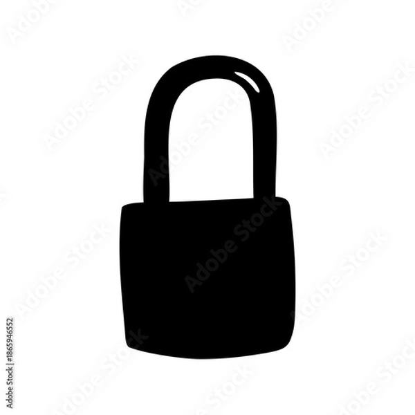 Obraz Simple Black Padlock Design on a White Background for Security Concepts