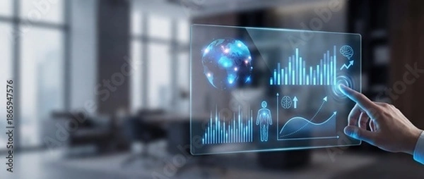 Obraz Business Intelligence Dashboard on Transparent Screen