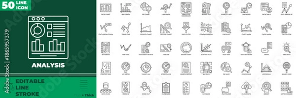 Obraz Analysis Line Editable Icons set