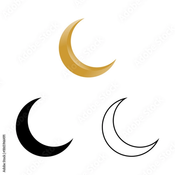 Obraz Crescent moon icon on white background