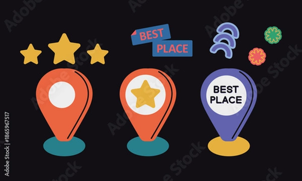 Obraz ベストプレイスのステッカーイラスト – 評価ラベルとおすすめ表現
