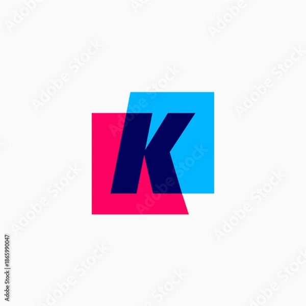 Obraz k letter mark square logo vector icon illustration