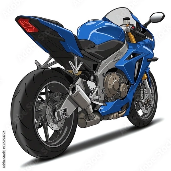 Obraz Blue sport motorcycle with detailed engine