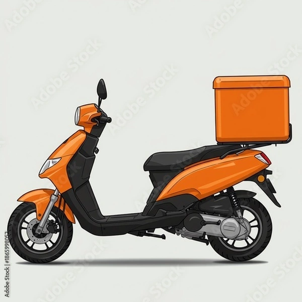 Obraz Orange scooter with delivery box