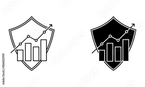 Obraz financial growth chart and bar graph inside a protective shield icon vector