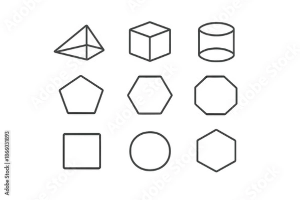 Obraz Geometric Shapes on a Gray Gradient Background