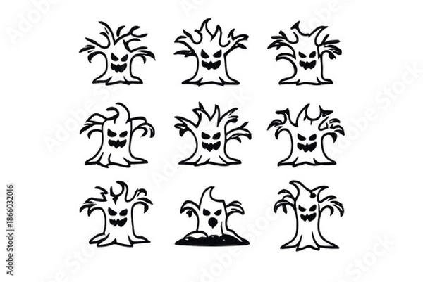 Obraz Spooky Halloween Tree Illustrations