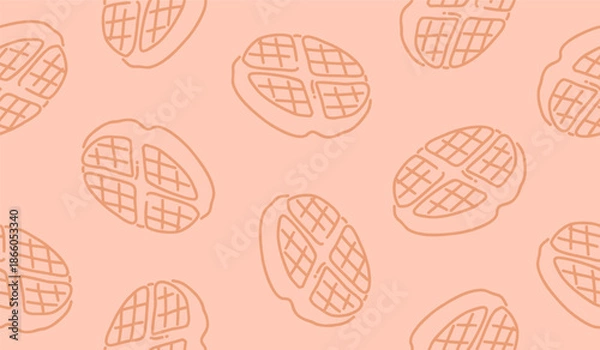 Fototapeta Cute waffle pattern background vector design