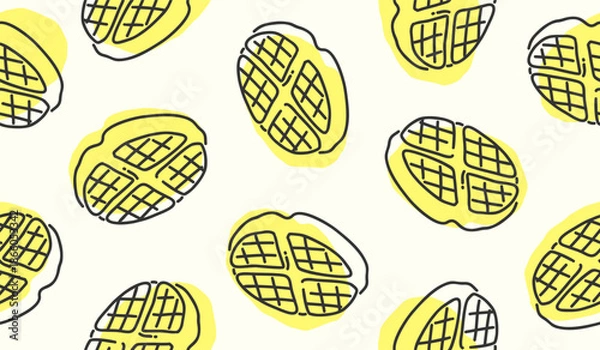 Fototapeta Cute waffle pattern background vector design