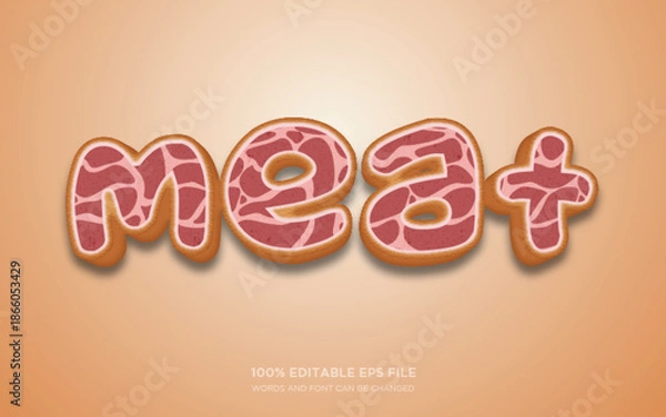 Obraz Meat 3D editable text style effect