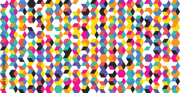 Fototapeta Vibrant geometric pattern with multicolored hexagons