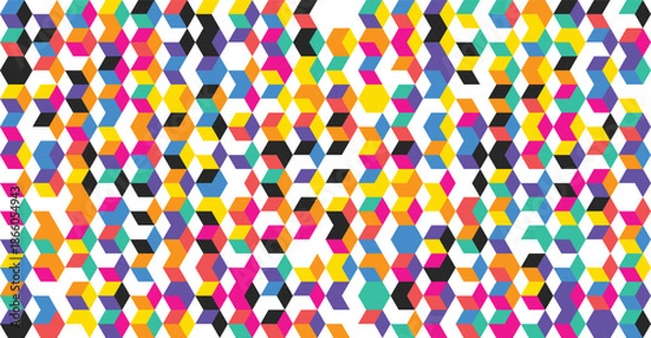 Fototapeta Vibrant geometric pattern with multicolored hexagons