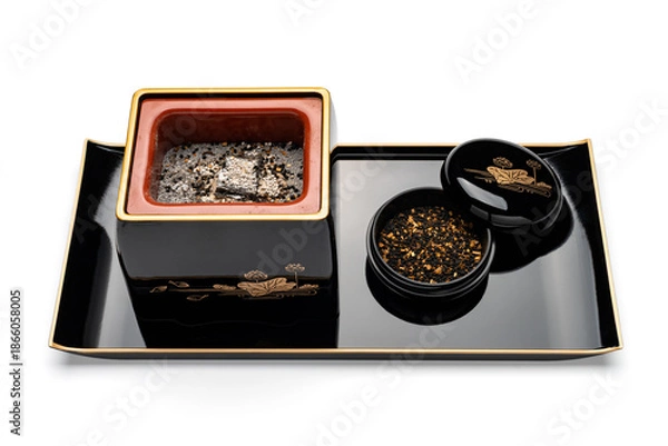 Obraz 漆塗りの香炉と香合のセット