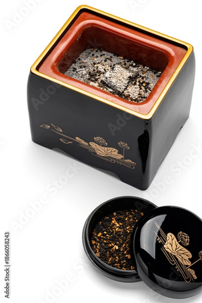 Obraz 漆塗りの香炉と香合のセット