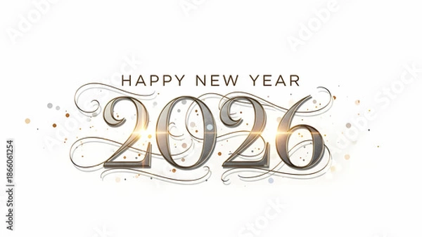 Obraz Elegant Silver 2026 New Year Script with Transparency