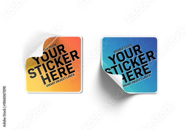 Obraz Two Isolated Curled Squared Stickers Mockup