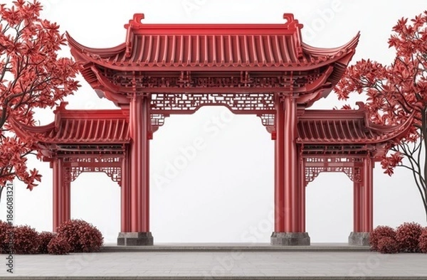 Obraz Festive Chinese Gate Design Featuring Traditional Elements