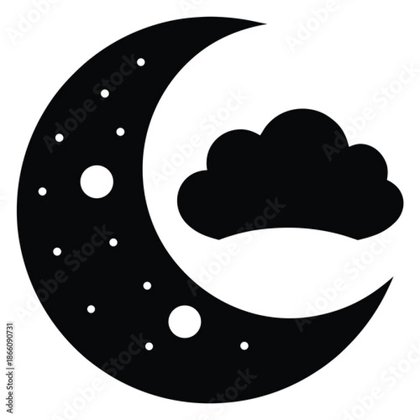 Obraz moon with clouds vector icon