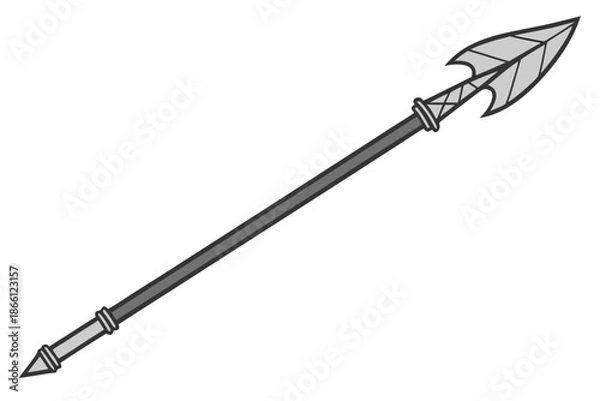 Obraz Ancient battle spear isolated on white background, Vector