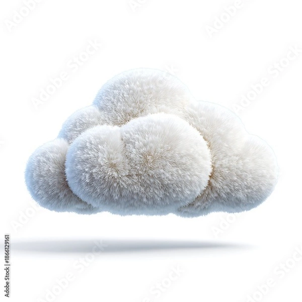 Obraz Fluffy white cloud isolated on white background