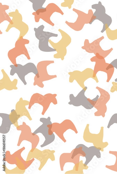 Obraz 重なりあう馬型の切り絵の背景イラスト　オレンジ Adobe Illustrator Artwork