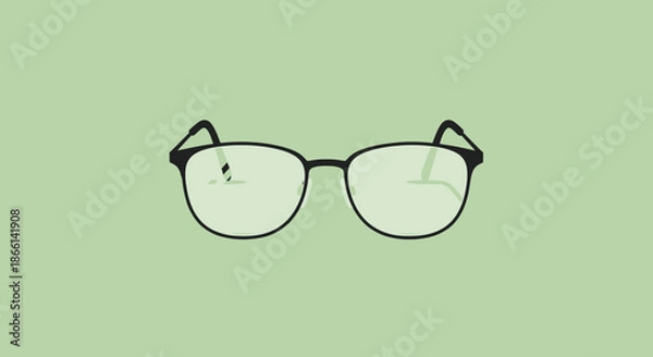 Obraz Black framed eyeglasses on a light green background