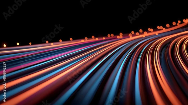 Obraz Colorful light trails create dynamic and vibrant visual effect in motion
