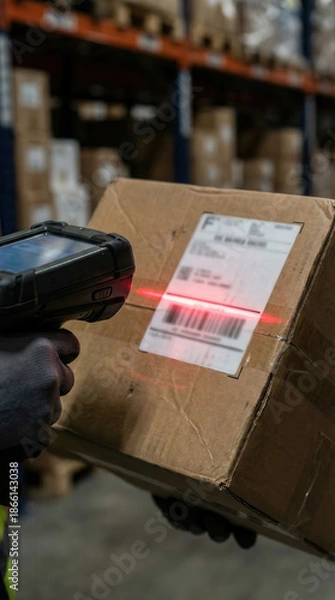 Obraz Warehouse barcode scanning process for efficient inventory management