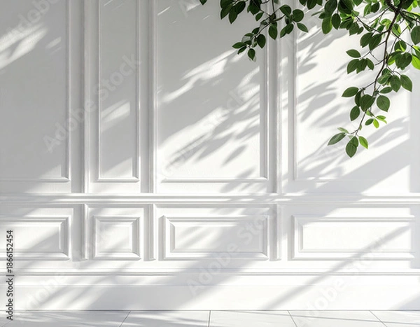 Obraz White Wall Texture with Tree Shadows