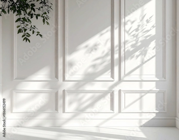 Obraz White Wall Texture with Tree Shadows