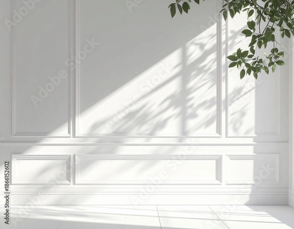 Obraz White Wall Texture with Tree Shadows